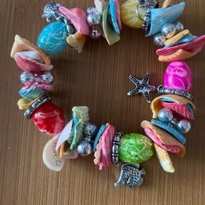 Rare Vintage 80s Chunky Shell & Gumball Bead "Cha-Cha" Statement Bracelet VGVC